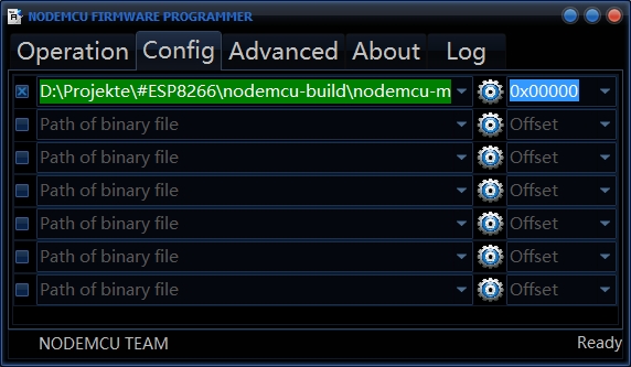 Getting NodeMCU - Config tab own build